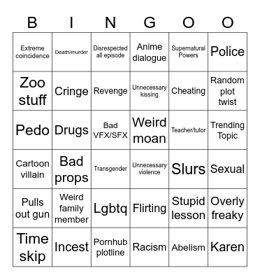 Tomorrow’ Teachings Bingo Card