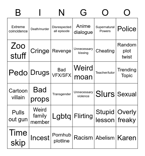 Tomorrow’ Teachings Bingo Card