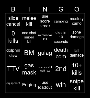 warzone bingo bango Bingo Card