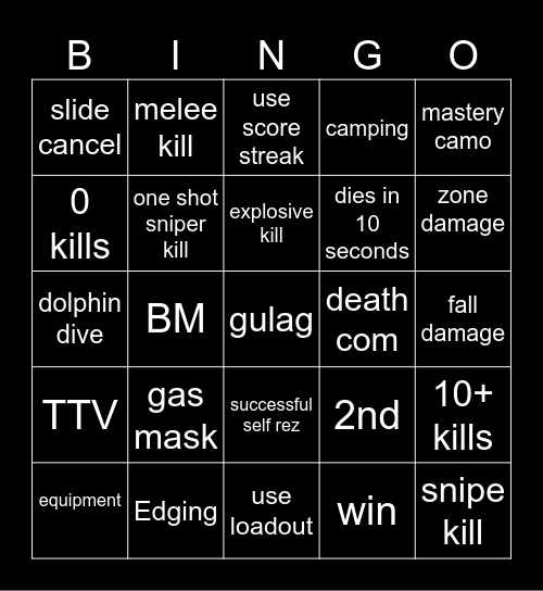 warzone bingo bango Bingo Card