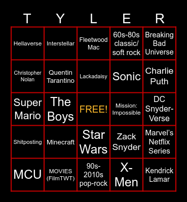 ABadJoke Interests Bingo! Bingo Card