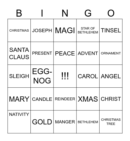 CHRISTMAS BINGO Card