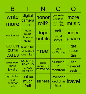 Camden’s 2025 Bingo Card Bingo Card