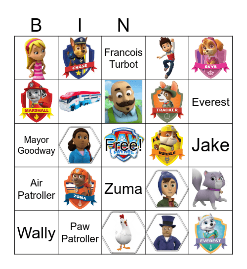 PAW PATROL BINGO Card