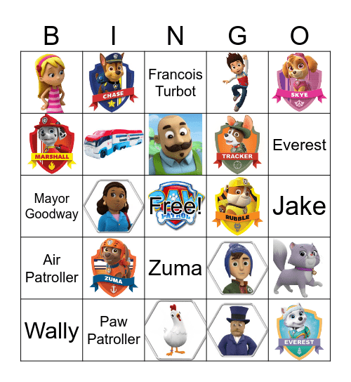 PAW PATROL BINGO Card