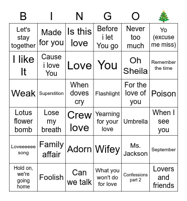 R&B Bingo Card