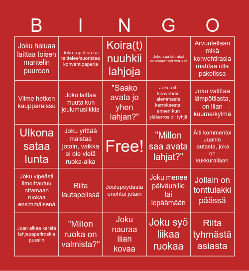 JouluBingo Card