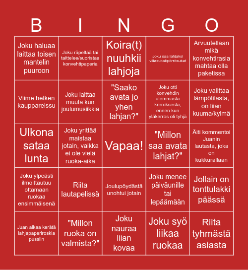 JouluBingo Card