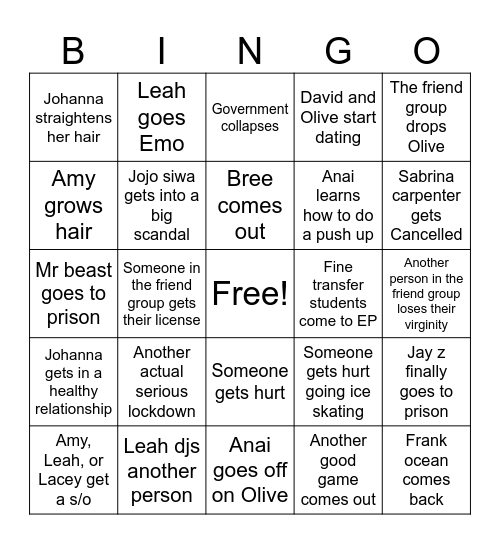 2025 Bingo Card Bingo Card