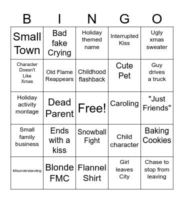 Hallmark Christmas Bingo Card