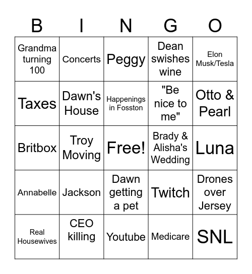 Xmas 25 Bingo Card