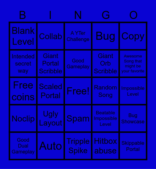 Recent Tab Bingo (Geometry Dash) Bingo Card