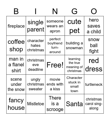 christmas movie bingo Card