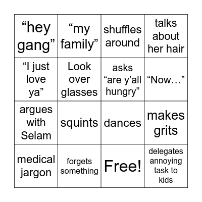 Belinda Bingo Card