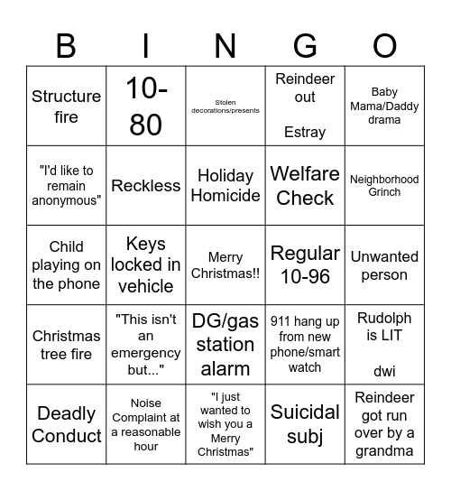 Christmas Bingo Card