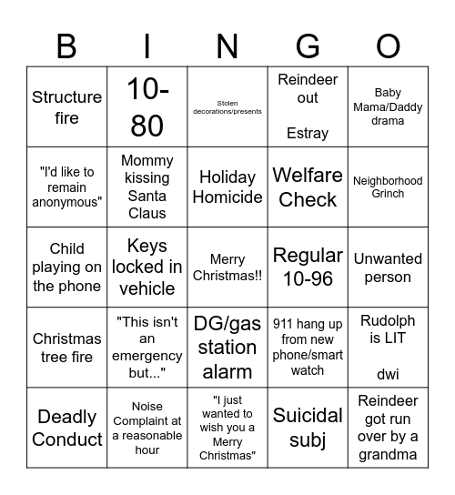Christmas Bingo Card