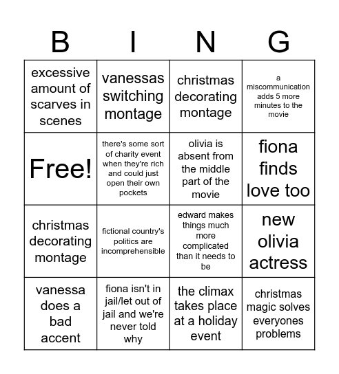 princess switch 3 Bingo Card