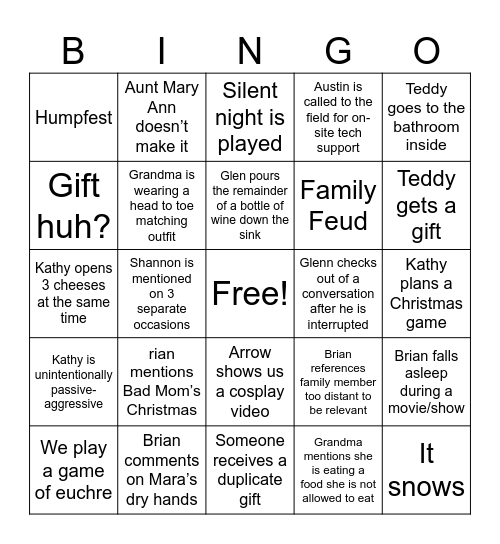 Christmas Bingo Card