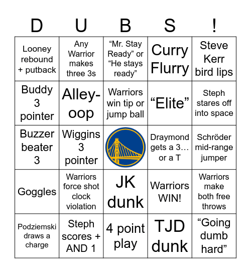 Warriors Christmas Bingo! Bingo Card
