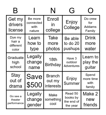 Zach's 2025 Bingo Card