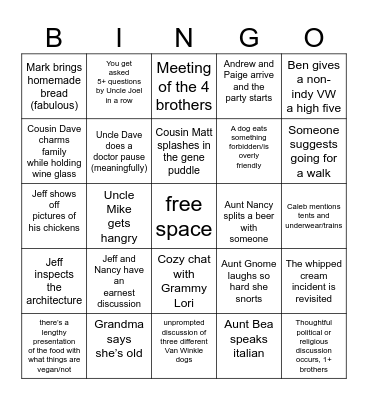 Van Winkle Christmas Bingo 2024 Bingo Card