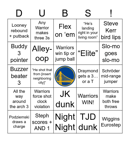 Warriors Christmas Bingo! Bingo Card