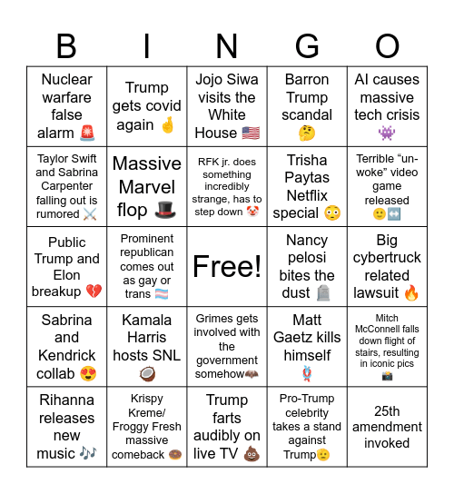 2025 bingo Card