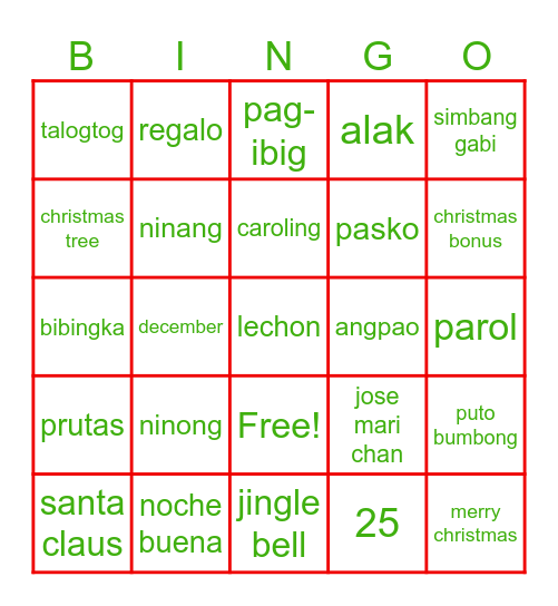 CHRISTMAS BINGO Card