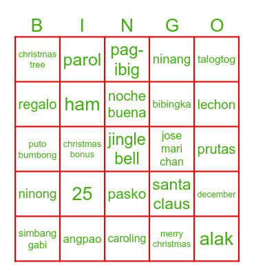 CHRISTMAS BINGO Card