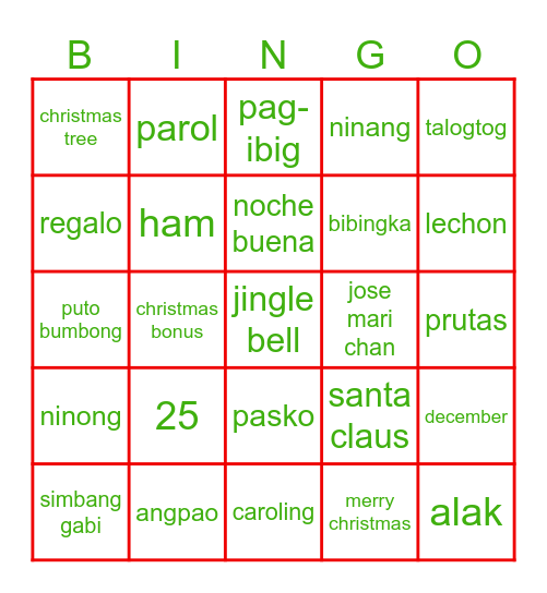 CHRISTMAS BINGO Card