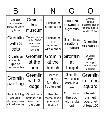 A Very Grem-Mas Bingo Card