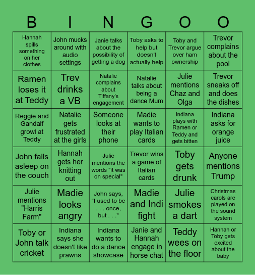 The Zaffiro and Romanin Christmas Bingo Game Bingo Card