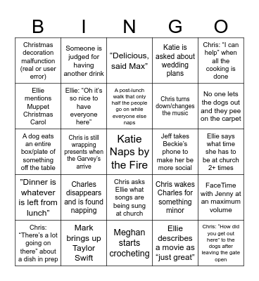 Family Christmas Bingo Card