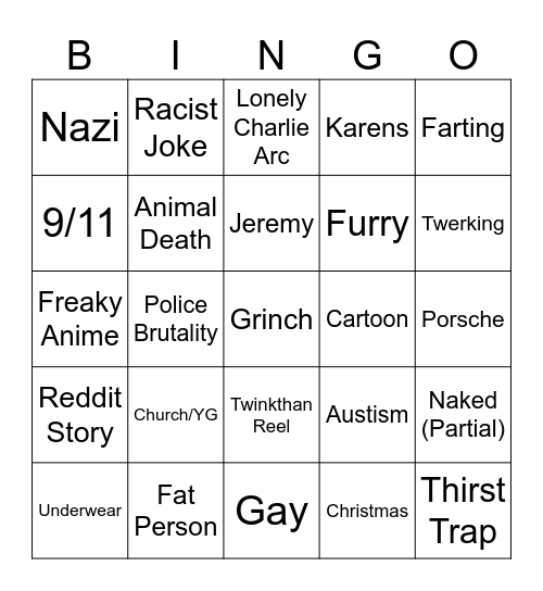 Charlie's Reels Bingo Card