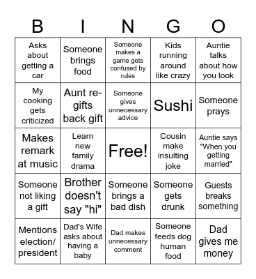 Family Bingo Card