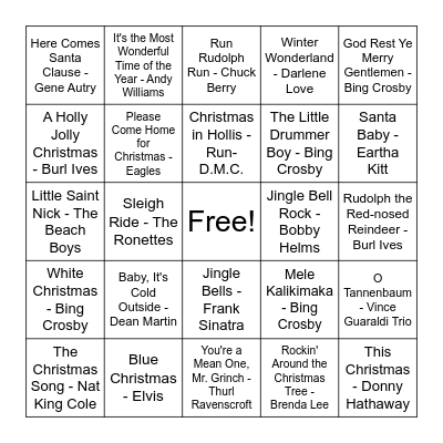 Christmas Classics Bingo Card