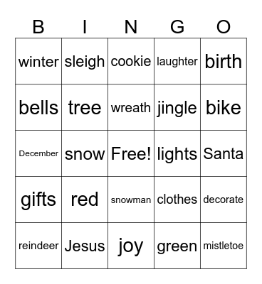 CHRISTMAS BINGO Card