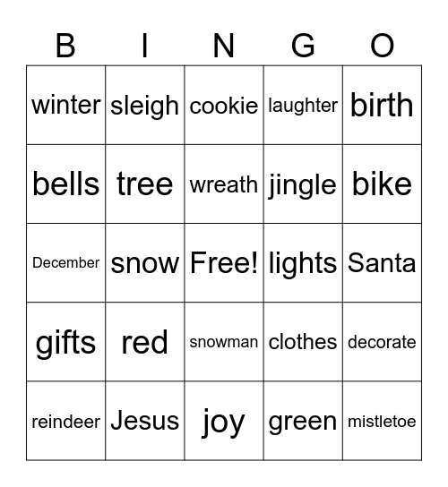 CHRISTMAS BINGO Card