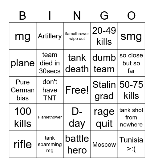 Enlisted Bingo Card