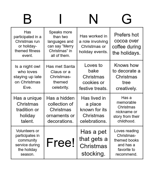 Christmas Bingo Card