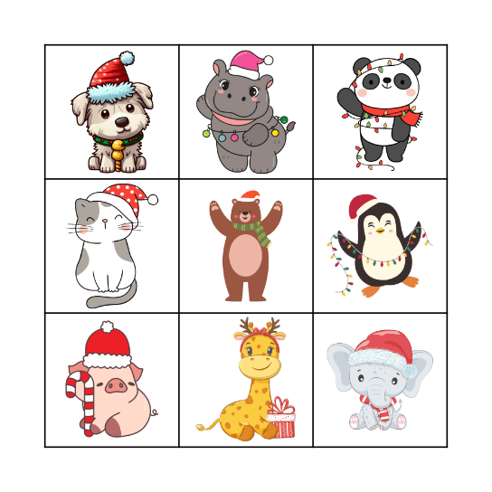 Christmas Animals Bingo Card