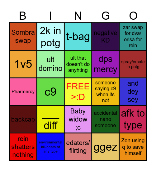 Overwatch Bingo Card