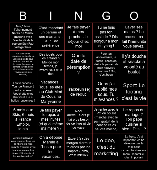 Crevard(e) Bingo Card