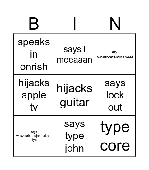 Untitled Bingo Card