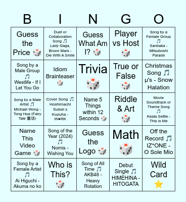 WINNER's Card Bingo Card