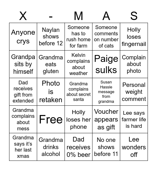 I LOVE CHRISTMAS WITH FAMILY Bingo Card