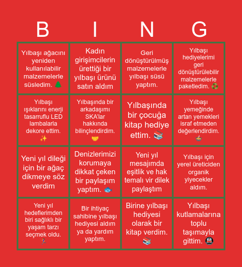 SÜRDÜREBİLİR KALKINMA AMAÇLARI KÇG Bingo Card