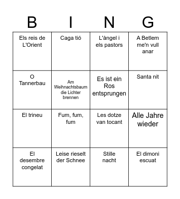 Bingo musical de Nadal Bingo Card