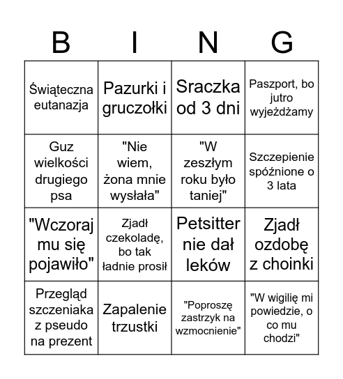 Świąteczny dyżur Bingo Card