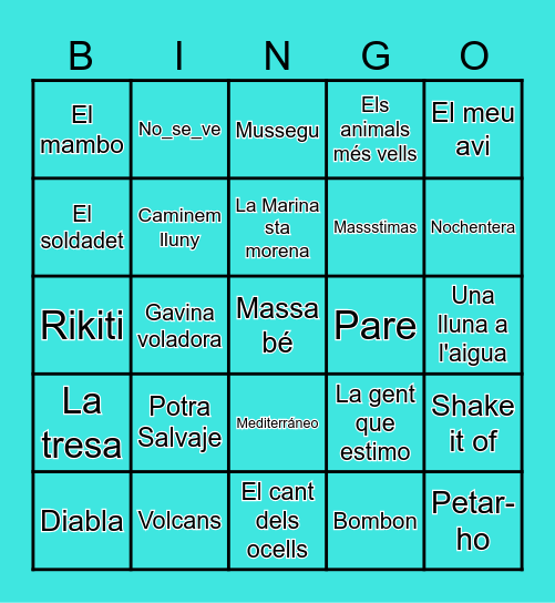 BINGO MUSICAL Bingo Card